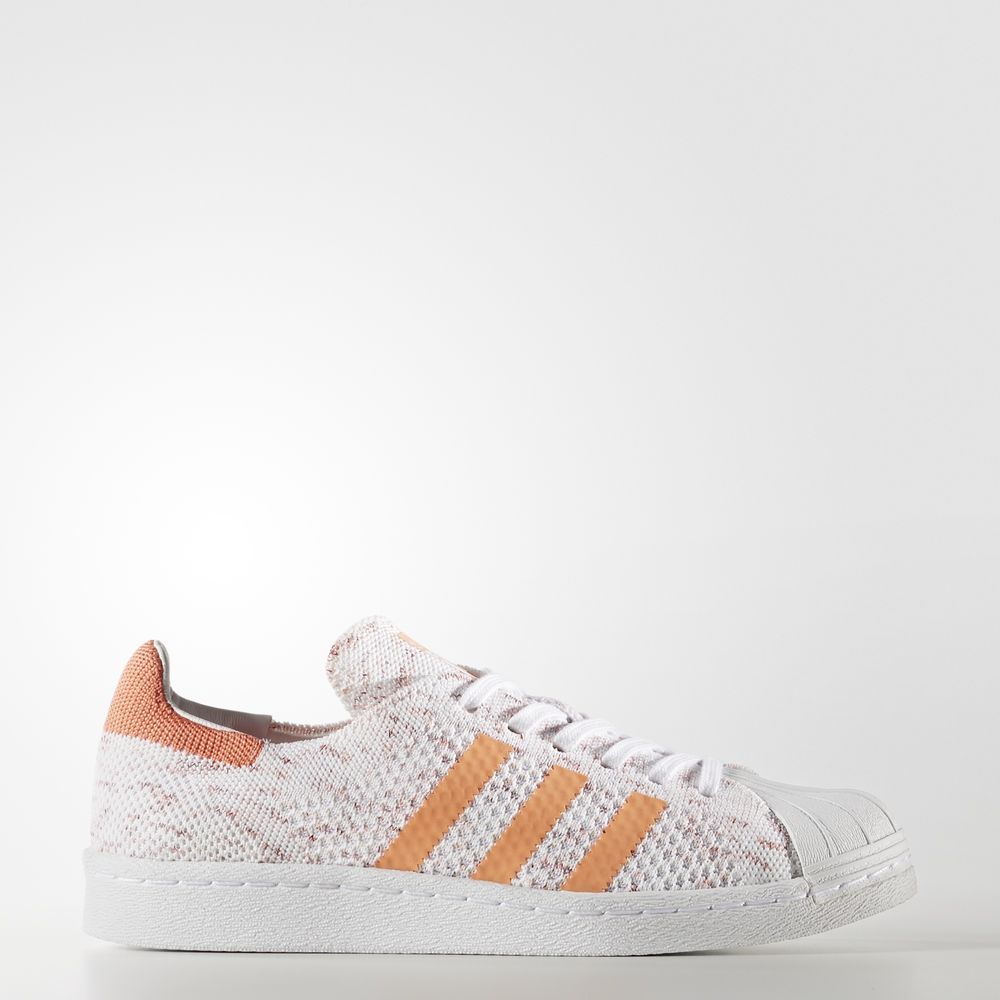 Adidas Superstar 80s Primeknit - Originals γυναικεια - Ασπρα/Μπορντο/Πορτοκαλι,Μέγεθος: EU 36 – 54 2